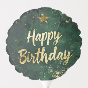 Elegant Green & Faux Gold Balloon