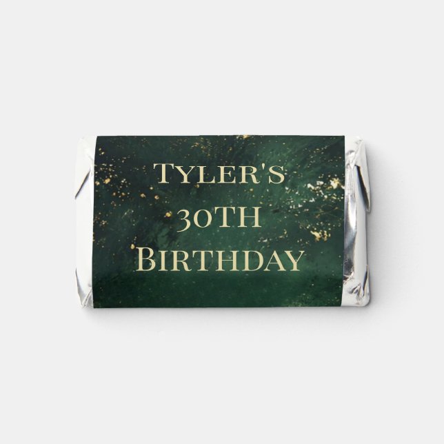 Elegant Green & Faux Gold Birthday  Hershey's Miniatures (Front)
