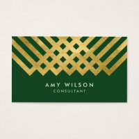 Elegant Green Faux Gold Geometric Design Business Card