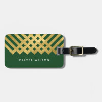 Elegant Green Faux Gold Geometric Luggage Tag