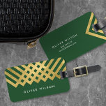 Elegant Green Faux Gold Geometric Luggage Tag<br><div class="desc">Stay stylish on-the-go with this elegant green bag tag featuring a bold faux gold geometric design. Personalize this tag with your information and for more options such as to change the font and it's size click the "Customize it" button. *Please note that the Zazzle Watermark that appears in the zoom...</div>