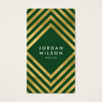 Elegant Green Faux Gold Social Media Business Card