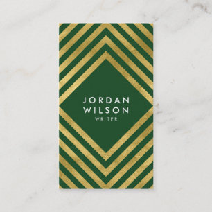Elegant Green Faux Gold Social Media Business Card