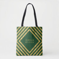 Elegant Green Faux Gold Square Lines Geometric Tote Bag