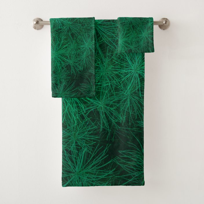Elegant Green Fern Background Towel Set