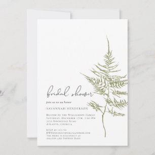 Elegant Green Fern Floral Bridal Shower Invitation