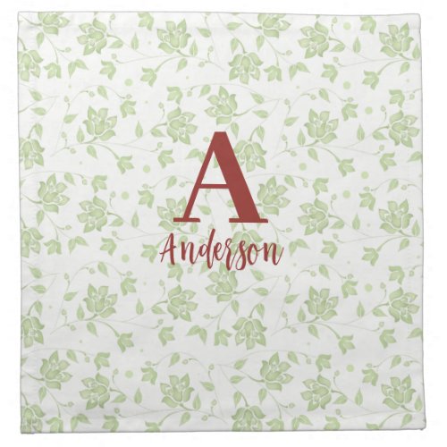 Elegant Green Fleur De Lis Pattern Simple  Cloth Napkin