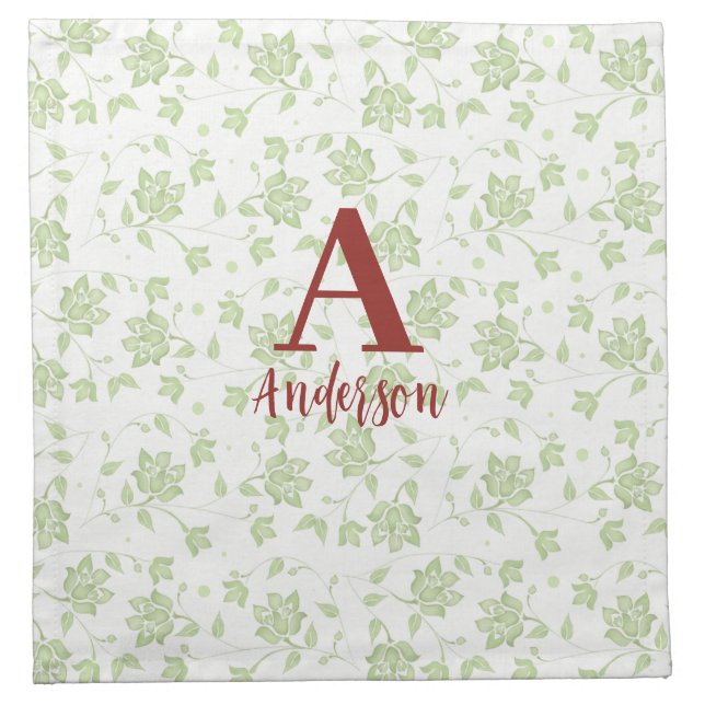 Elegant Green Fleur De Lis Pattern Simple  Cloth Napkin (Front)