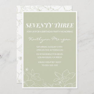 Elegant Green Floral 73rd birthday invitations  