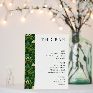Elegant Green Floral Bar Menu Foam Board
