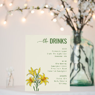 Elegant Green Floral Beverage Menu Foam Board
