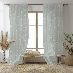 Elegant Green Floral Blackout Curtains