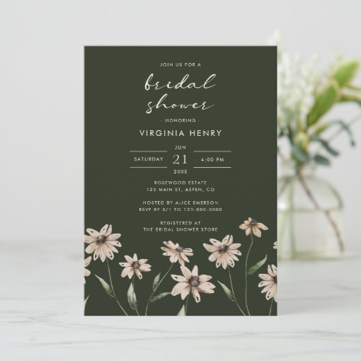 Elegant Green Floral Bridal Shower Invitation Zazzle