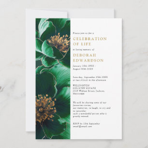 Elegant Green Floral Celebration Of Life Invitation