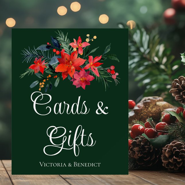 Elegant Green Floral Christmas Wedding Cards Gifts Foam Board (Creator Uploaded)