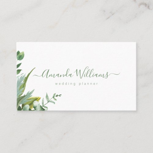 Elegant Green Floral Design Business Card