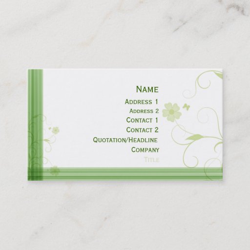 Customizable Elegant green floral design business card