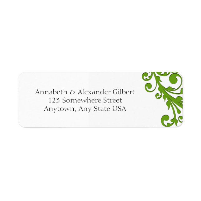 Elegant Green Floral Label (Front)