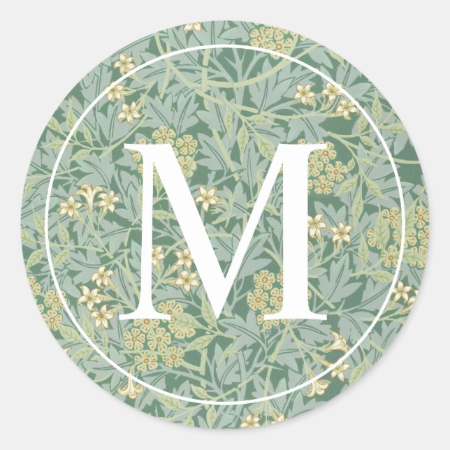 Elegant Green Floral Monogram Envelope Seals (Front)