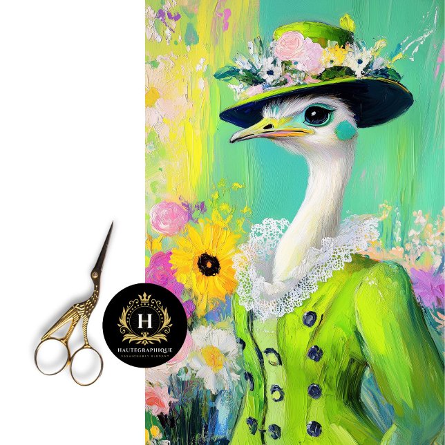 Elegant Green Floral Ostrich Decoupage  Tissue Paper (Creator Uploaded)