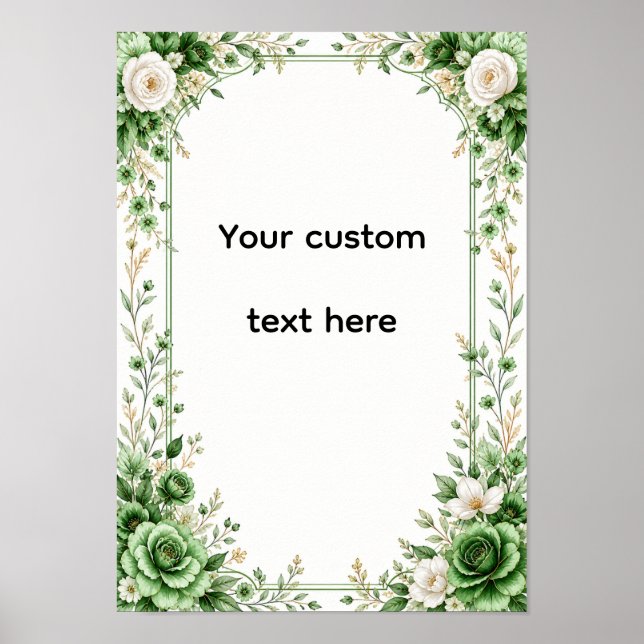 Elegant Green Floral Poster (Front)