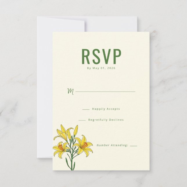 Elegant Green Floral RSVP Card (Front)