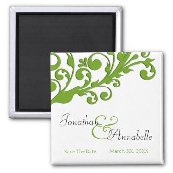 Elegant Green Floral Save The Date Magnet by capturedbyKC at Zazzle