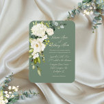 Elegant Green Floral Script Wedding Invitation Magnet<br><div class="desc">This is a beautiful simple floral wedding invitation magnet on an olive green background with elegant white watercolor flowers surrounded by sprigs of greens.  Absolutely gorgeous.</div>
