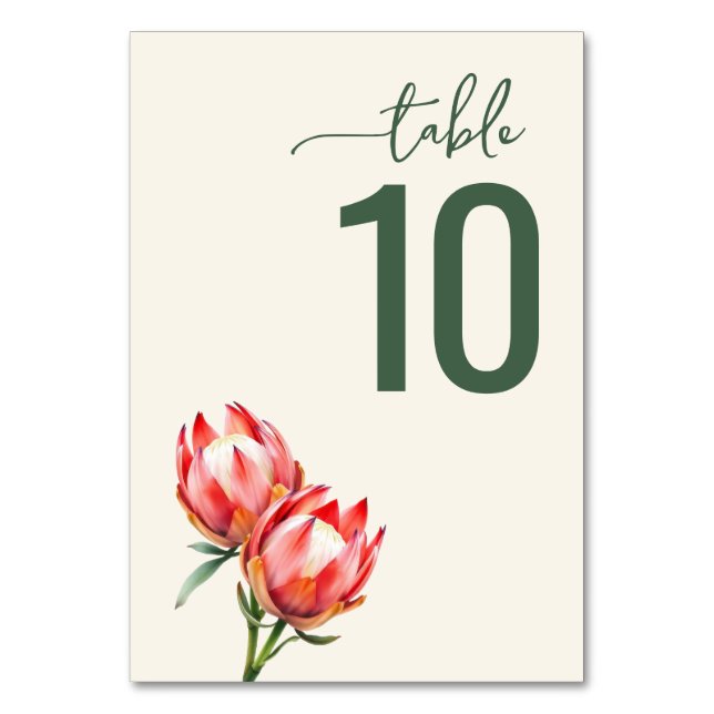 Elegant Green Floral Table Number Card (Front)