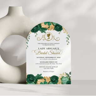 Elegant Green Floral Victorian Bridal Shower Arch Invitation