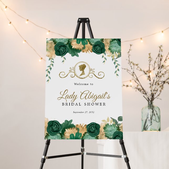 Elegant Green Floral Victorian Bridal Shower  Foam Board (In Situ (Stand))