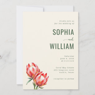 Elegant Green Floral Wedding Invitation