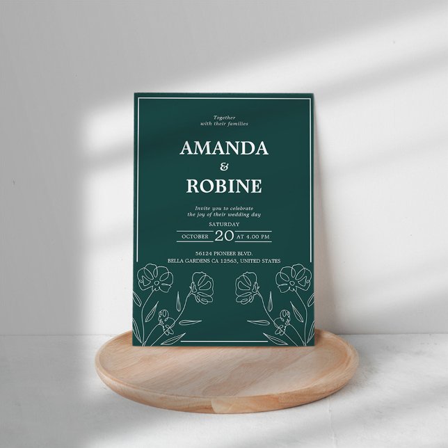 Elegant Green Floral Wedding Invitation (Creator Uploaded)