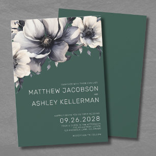 Elegant Green Floral Wedding Invitation