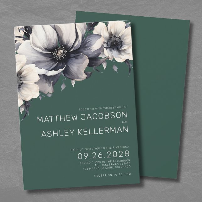 Elegant Green Floral Wedding Invitation (Modern Elegant Green Floral Wedding Invitation)