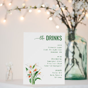 Elegant Green Floral Wedding Menu Foam Board