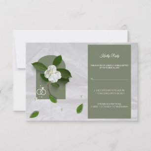 Elegant Green Floral Wedding RSVP Card