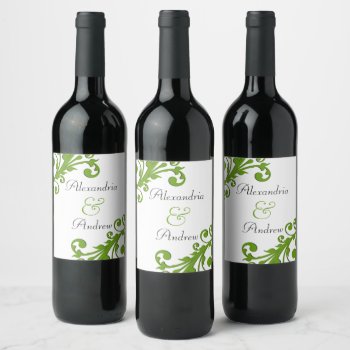Elegant Green Floral Wine Label by capturedbyKC at Zazzle