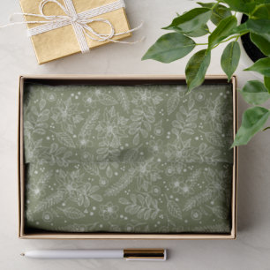 Elegant Green Floral Winter Botanical Christmas Tissue Paper