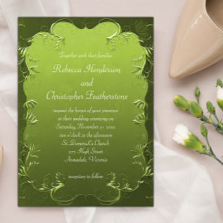 Elegant Green Flourishes & Scrolls Classic Wedding