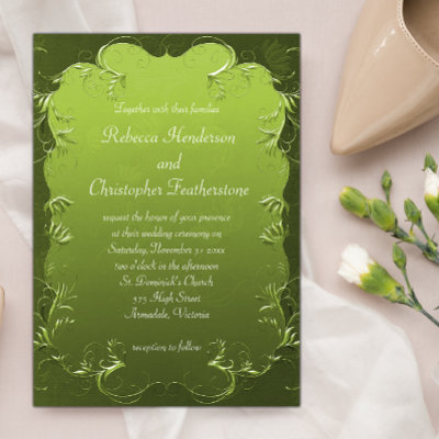 Elegant Green Flourishes & Scrolls Classic Wedding