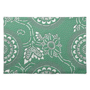 Elegant green flower japanese pattern cloth placemat