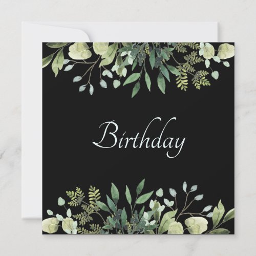 Elegant green flowers Birthday party Invitation