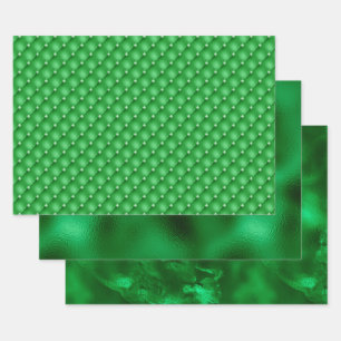 Elegant Green Foil Wrapping Paper Sheets