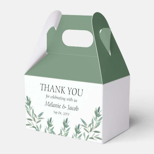 Elegant Green Foliage  Favor Boxes (Front Side)