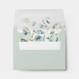Elegant Green Foliage Pre-Printed Address RSVP Envelope