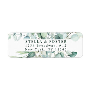 Elegant Green Foliage Return Address Label