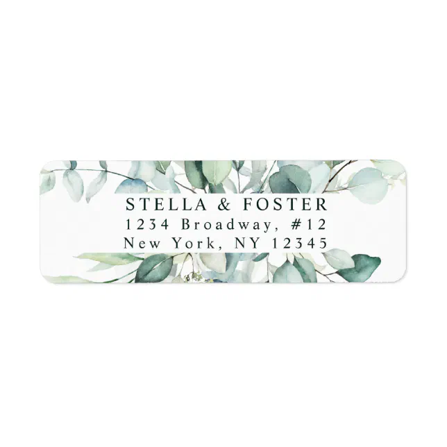 Elegant Green Foliage Return Address Label | Zazzle