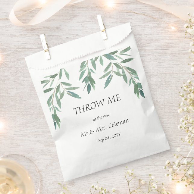 Elegant Green Foliage Throw me  Favor Bag (Clipped)