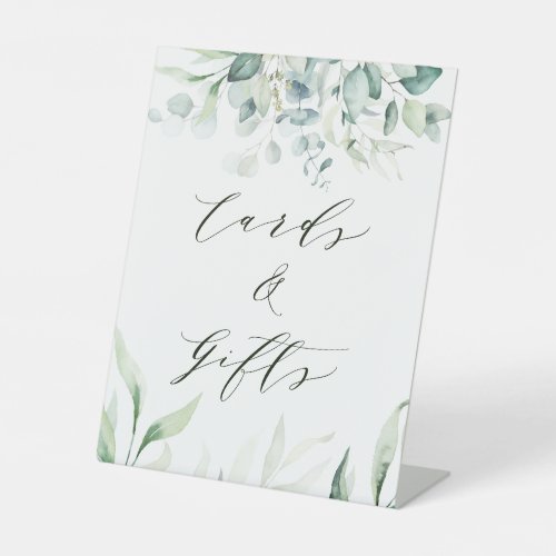 Elegant Green Foliage Wedding Cards  Gifts Pedestal Sign